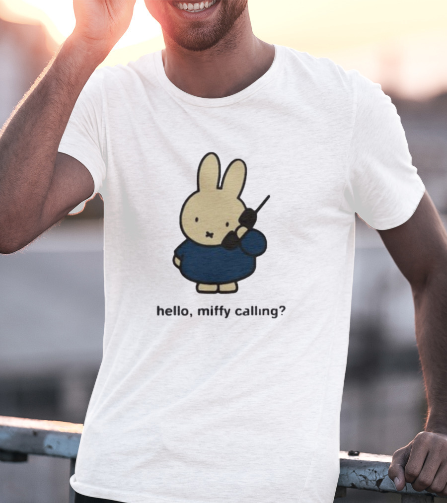 Misty Horizons Miffy Calling Cute Character Phone Conversation T-Shirt