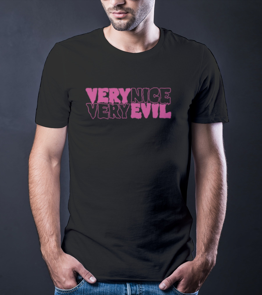Very Nice Very Evil Pink Word Logo T-Shirt