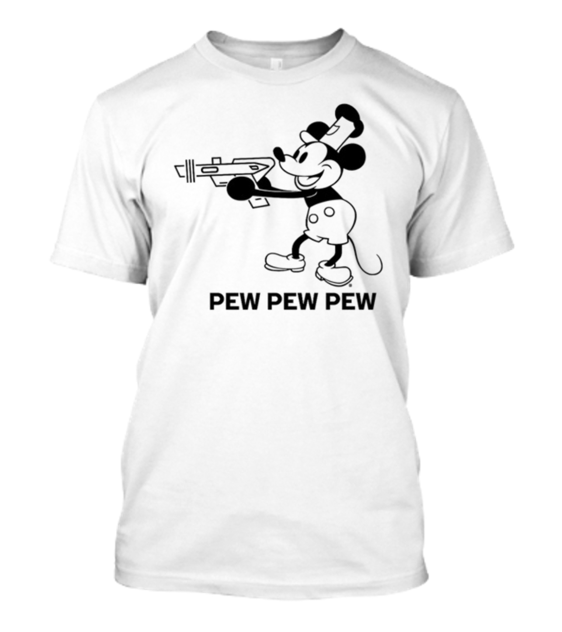 Pew Pew Pew Steamboat Mouse Retro Gun Fun T-Shirt