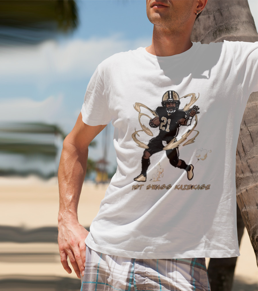 1St Swagg Kazekage Football Player Number 21 With Gold Aura T-Shirt