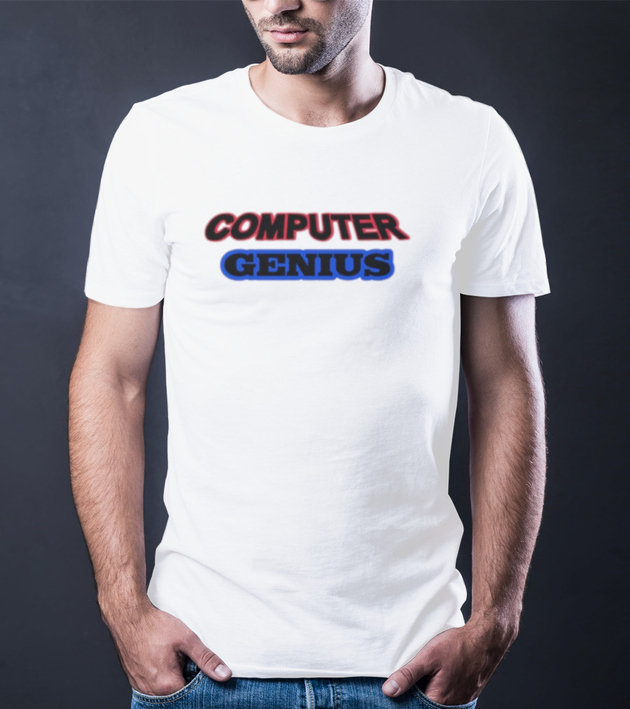 Omweekend Red Blue Computer Genius T-Shirt