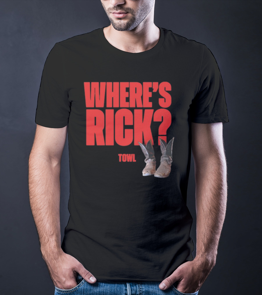 WHERE'S RICK TOWL Cowboy Boots Mystery T-Shirt