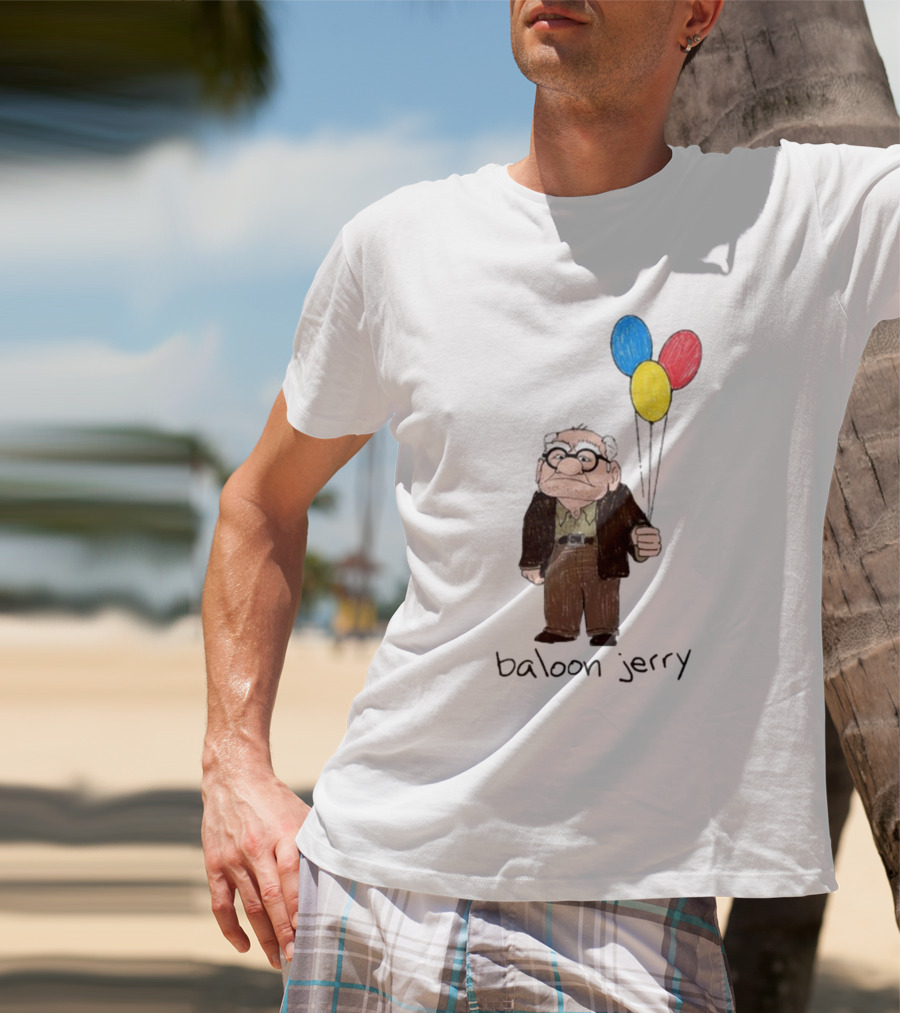 Baloon Jerry Elderly Cartoon Holding Colorful Balloons T-Shirt