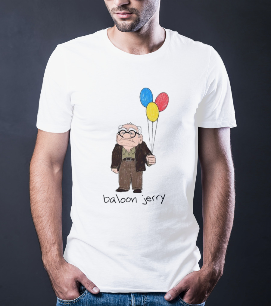 Baloon Jerry Elderly Cartoon Holding Colorful Balloons T-Shirt