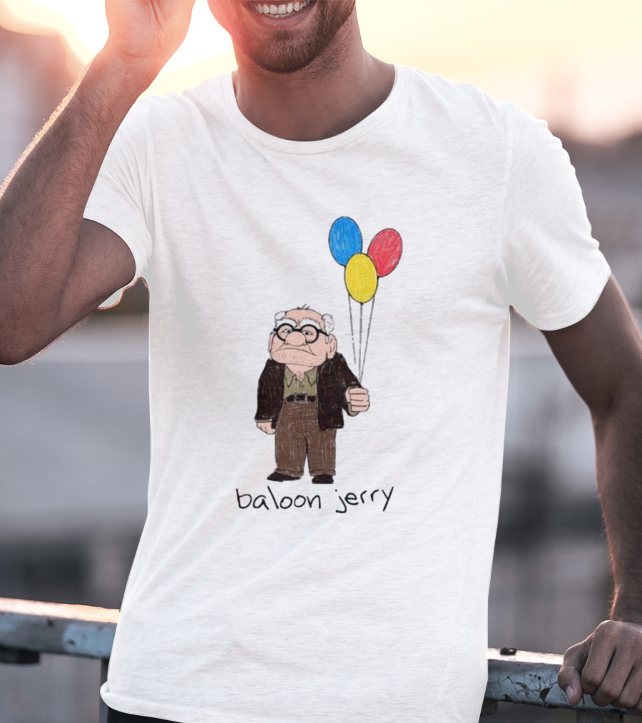 Baloon Jerry Elderly Cartoon Holding Colorful Balloons T-Shirt