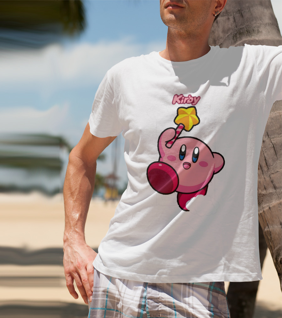 Kirby Main Character With Star Rod Gamestop Bioworld T-Shirt
