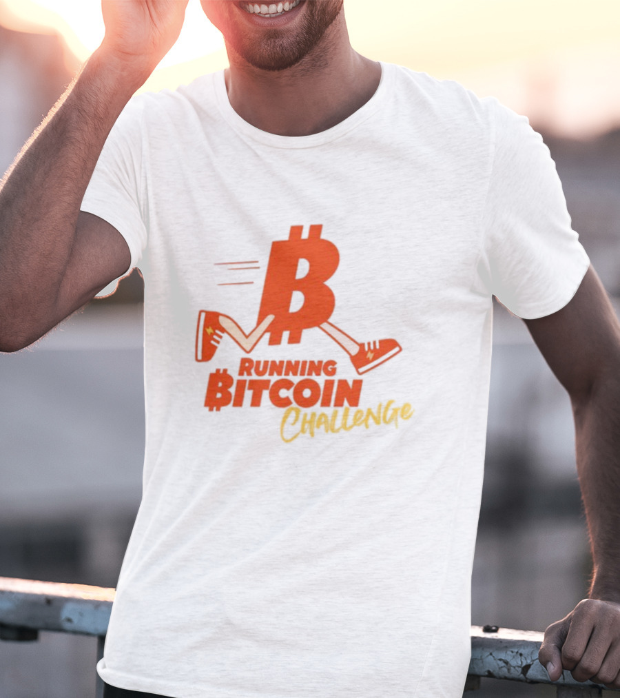 Fran Finney Running Bitcoin Challenge Icon With Sneaker Dollar T-Shirt