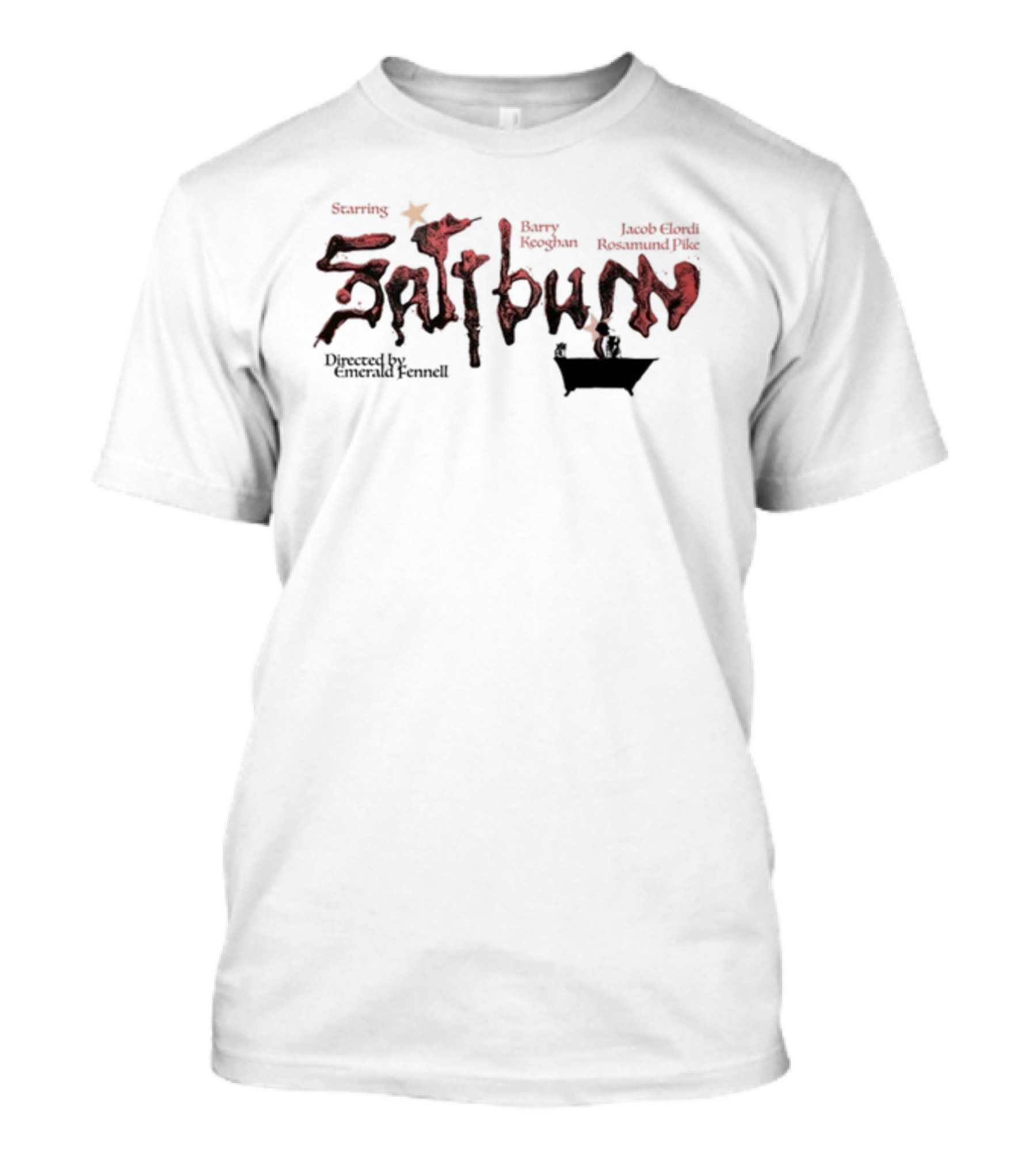 Saltburn Starring Barry Keoghan Jacob Elordi Rosamund Pike Directed By Emerald Fennell T-Shirt
