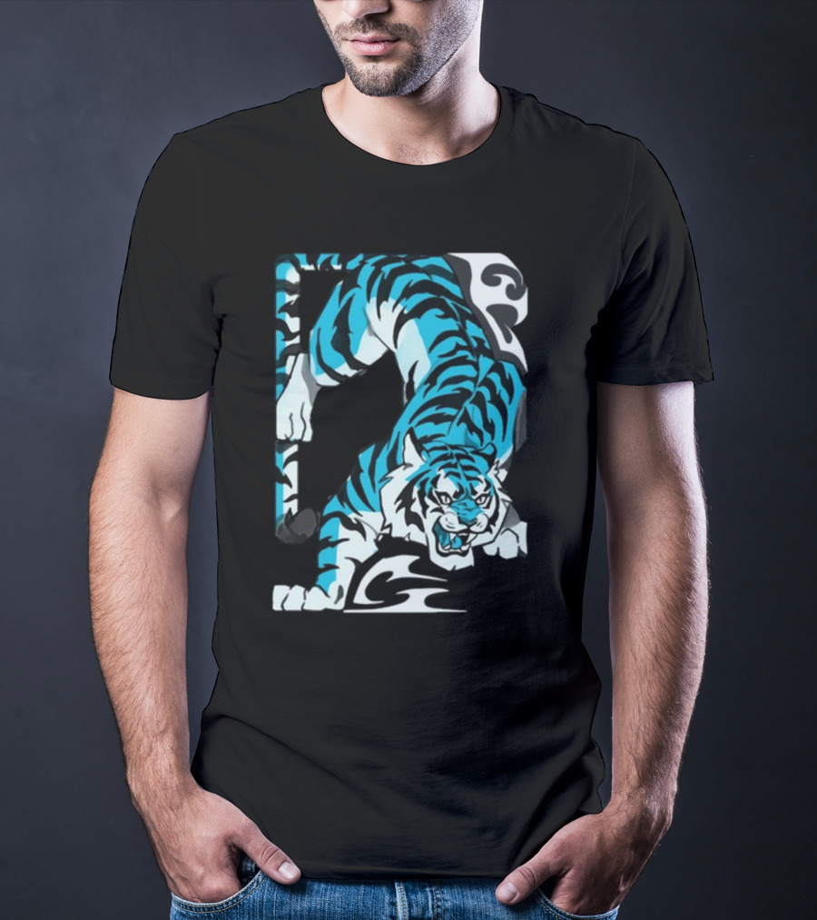 Mawili Poisonp1nk Blue Tiger Stripes T-Shirt
