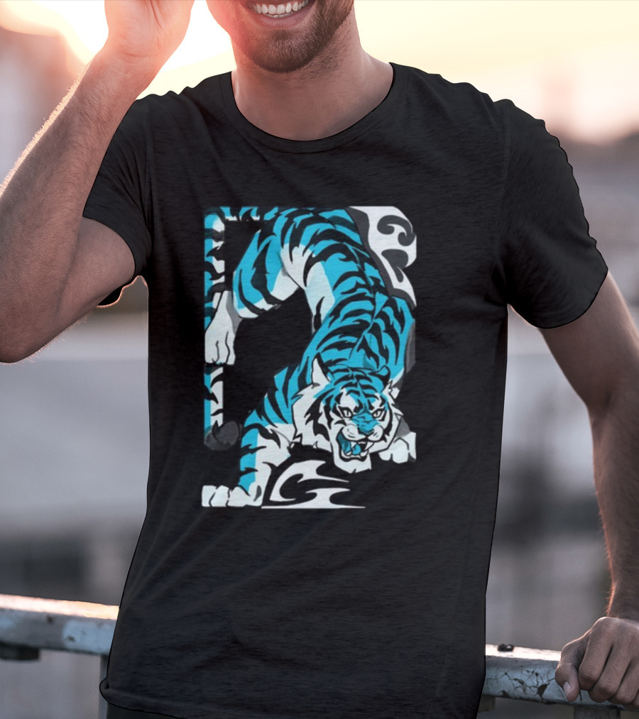 Mawili Poisonp1nk Blue Tiger Stripes T-Shirt