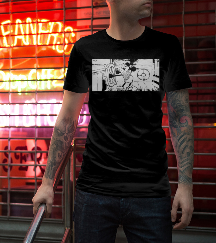 Memeulous Mickey Hood Vintage Steamboat Pizza Sailor T-Shirt