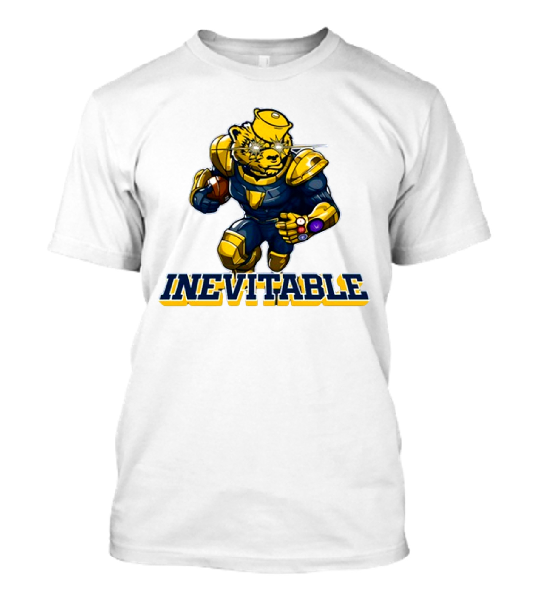 Michigan Inevitable Bear In Armor Football Character T-Shirt