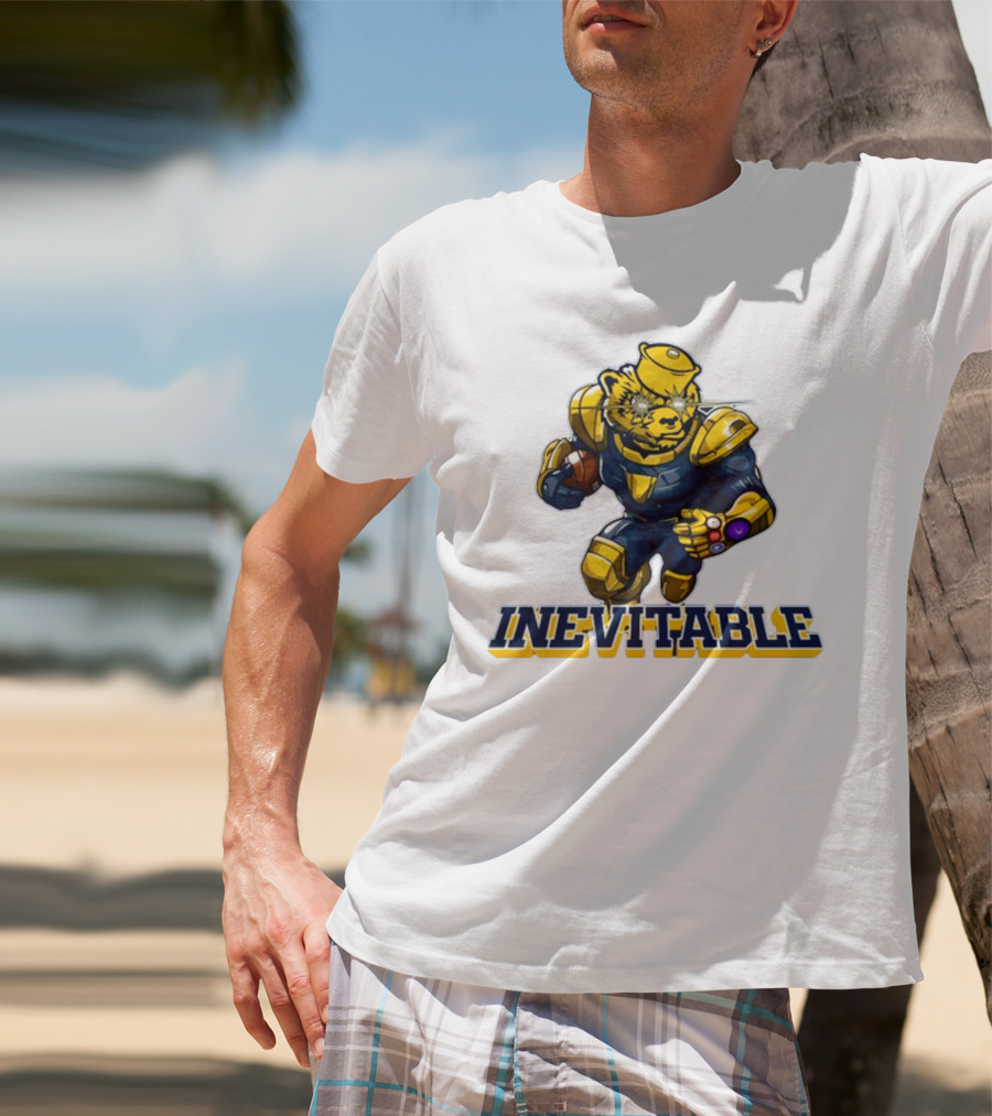 Michigan Inevitable Bear In Armor Football Character T-Shirt
