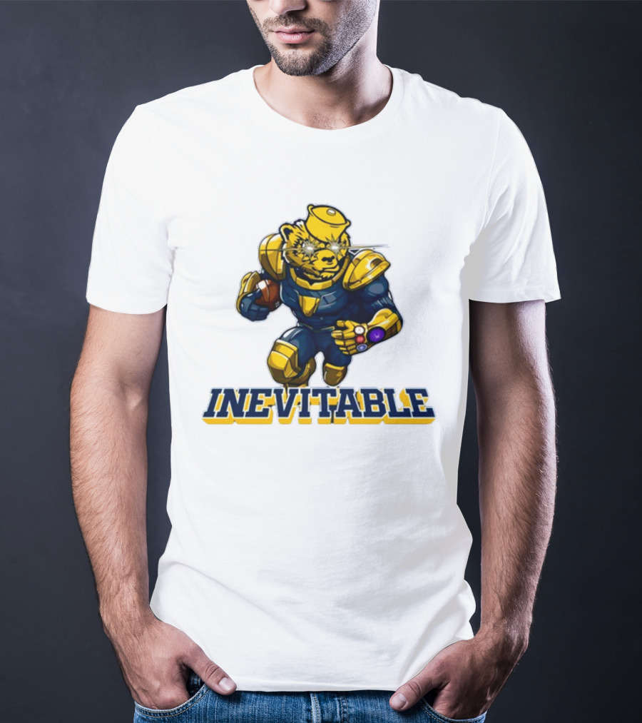 Michigan Inevitable Bear In Armor Football Character T-Shirt