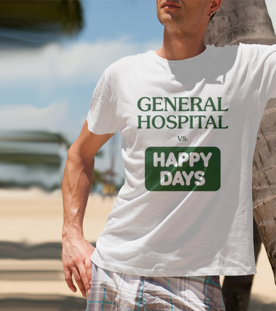 General Hospital Vs. Happy Days Retro TV Show Face-Off T-Shirt