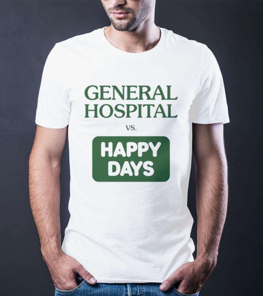 General Hospital Vs. Happy Days Retro TV Show Face-Off T-Shirt