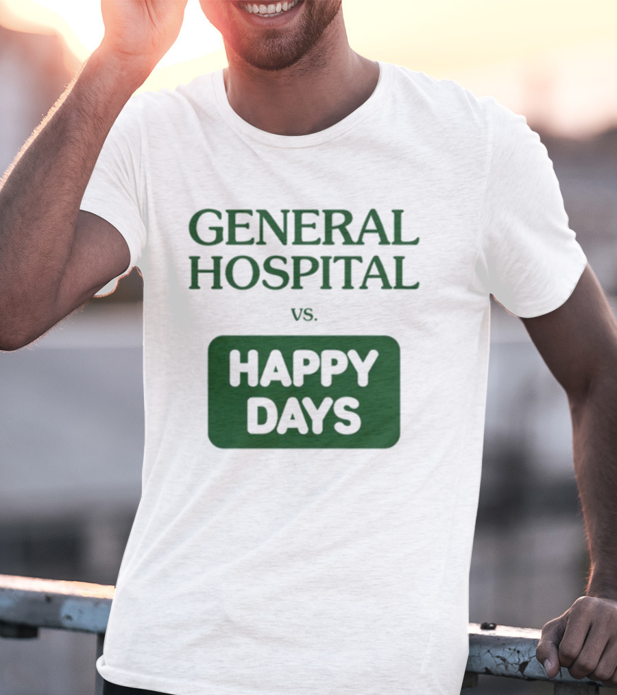 General Hospital Vs. Happy Days Retro TV Show Face-Off T-Shirt