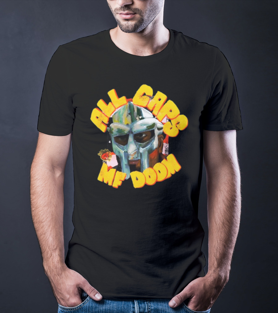 All Caps MF DOOM Villain Graphic Mask T-Shirt
