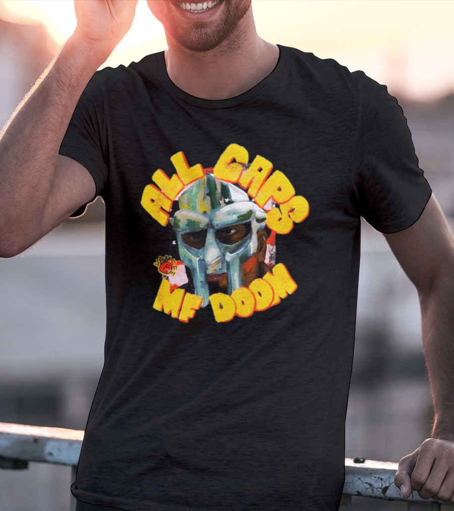 All Caps MF DOOM Villain Graphic Mask T-Shirt