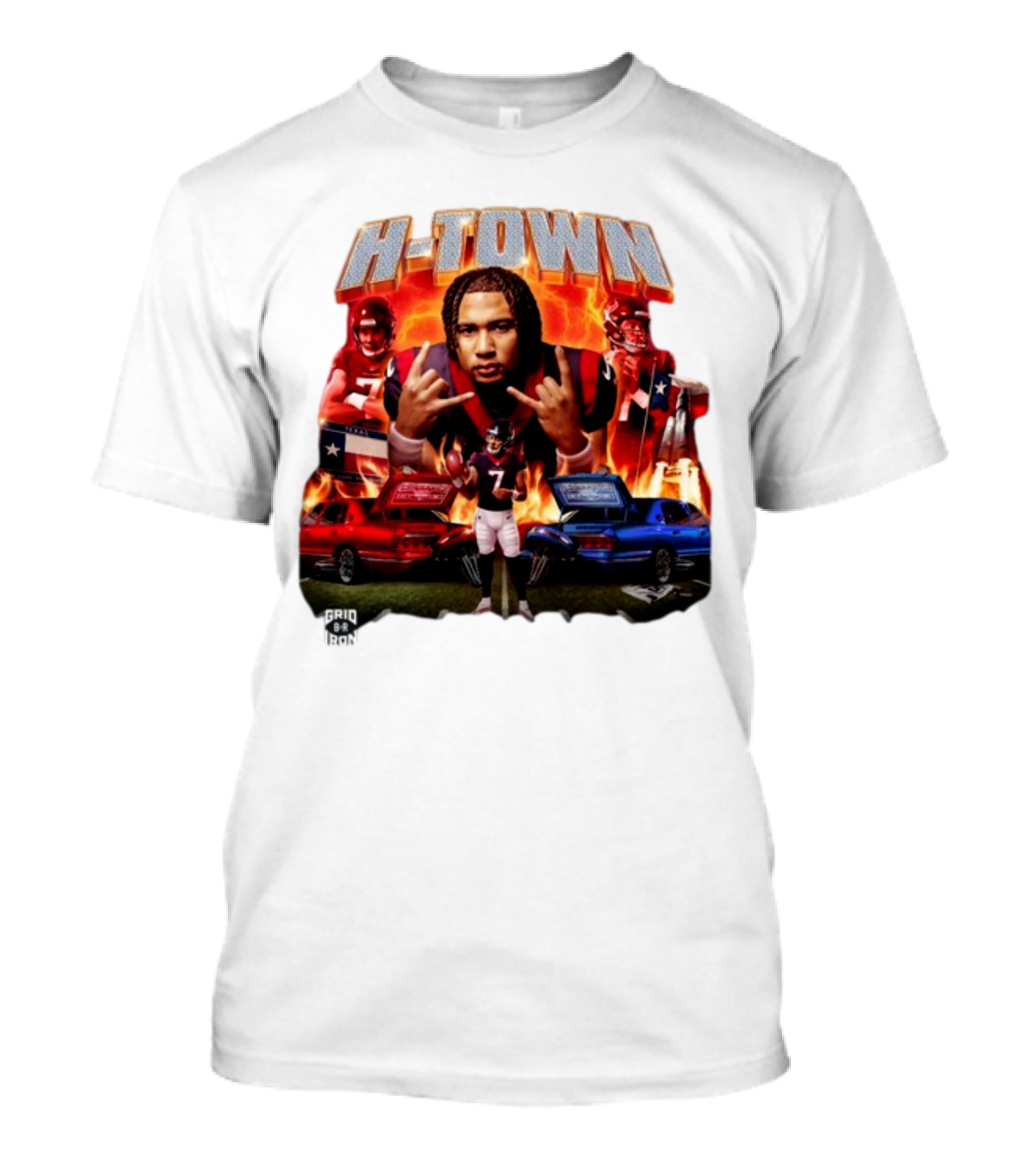 H-Town CJ Stroud Football Grid Iron Texas Pride Flames T-Shirt