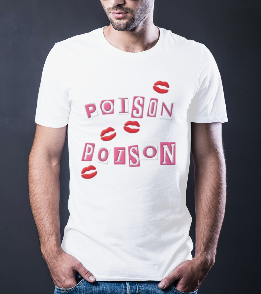 POISON POISON Red Lips Text Blocks T-Shirt