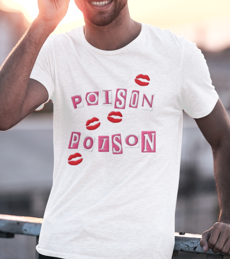 POISON POISON Red Lips Text Blocks T-Shirt
