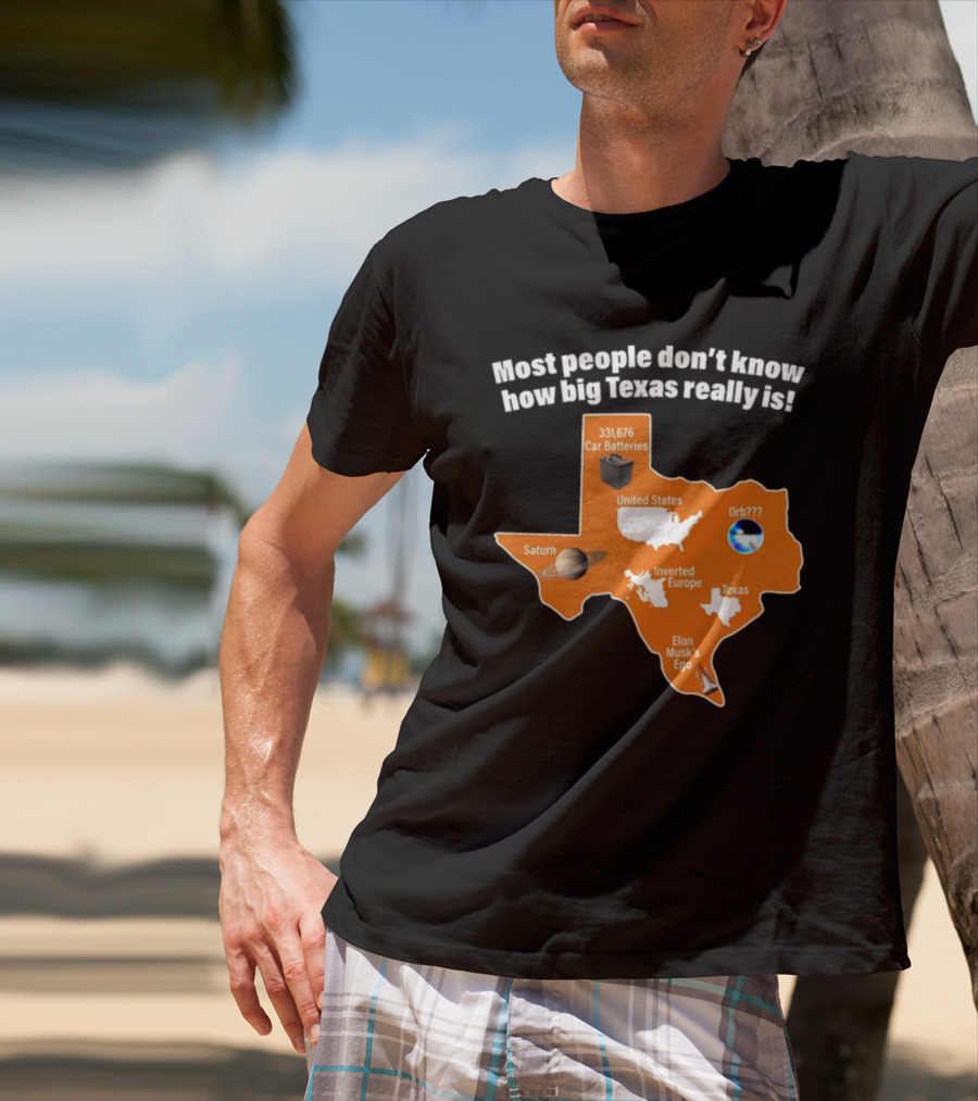 Funny Texas Map With Saturn Elon Musk's Ego And Car Batteries T-Shirt