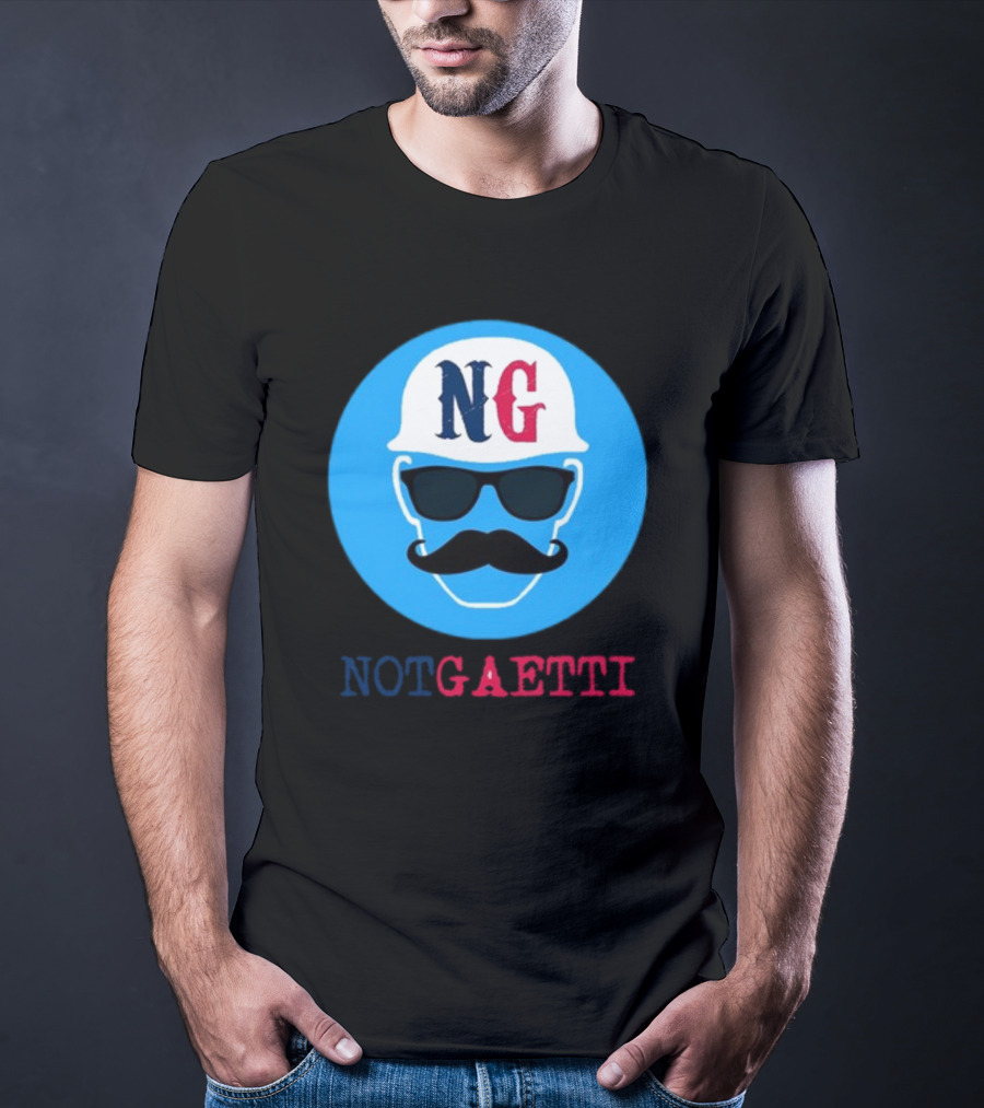 NG Not Gaetti Mustache Hat Sunglasses Blue Circle T-Shirt