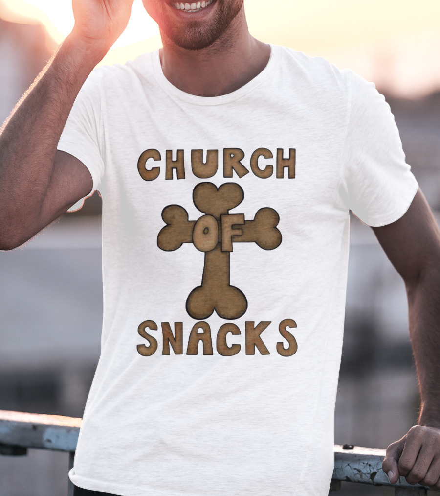 Church Of Snacks Bone Cookie Cross T-Shirt