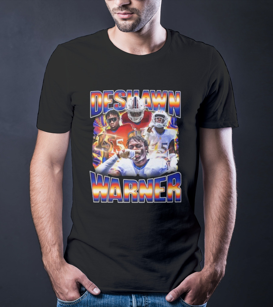 Desawn Warner Football Athletes Action Collage T-Shirt