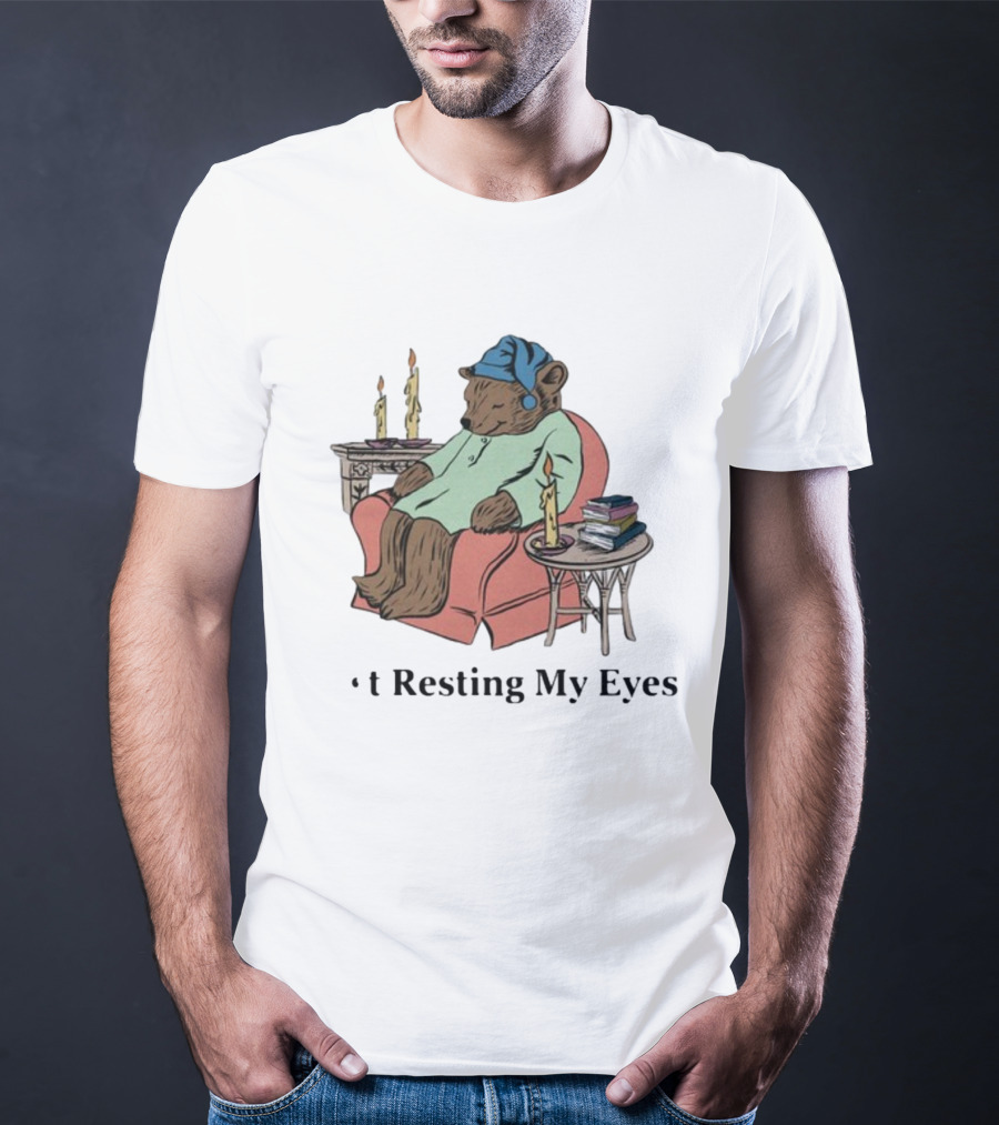 Resting My Eyes Bear In Pajamas With Candles And Books T-Shirt