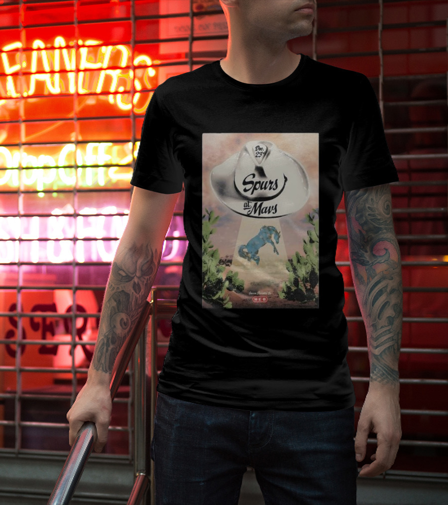 Dec 23 Spurs At Mavs Presented By H-E-B Cowboy Hat And Cactus Scene T-Shirt