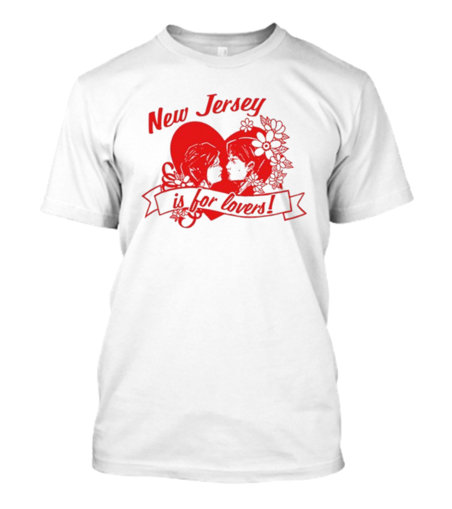 New Jersey Is For Lovers Red Heart Floral Banner T-Shirt
