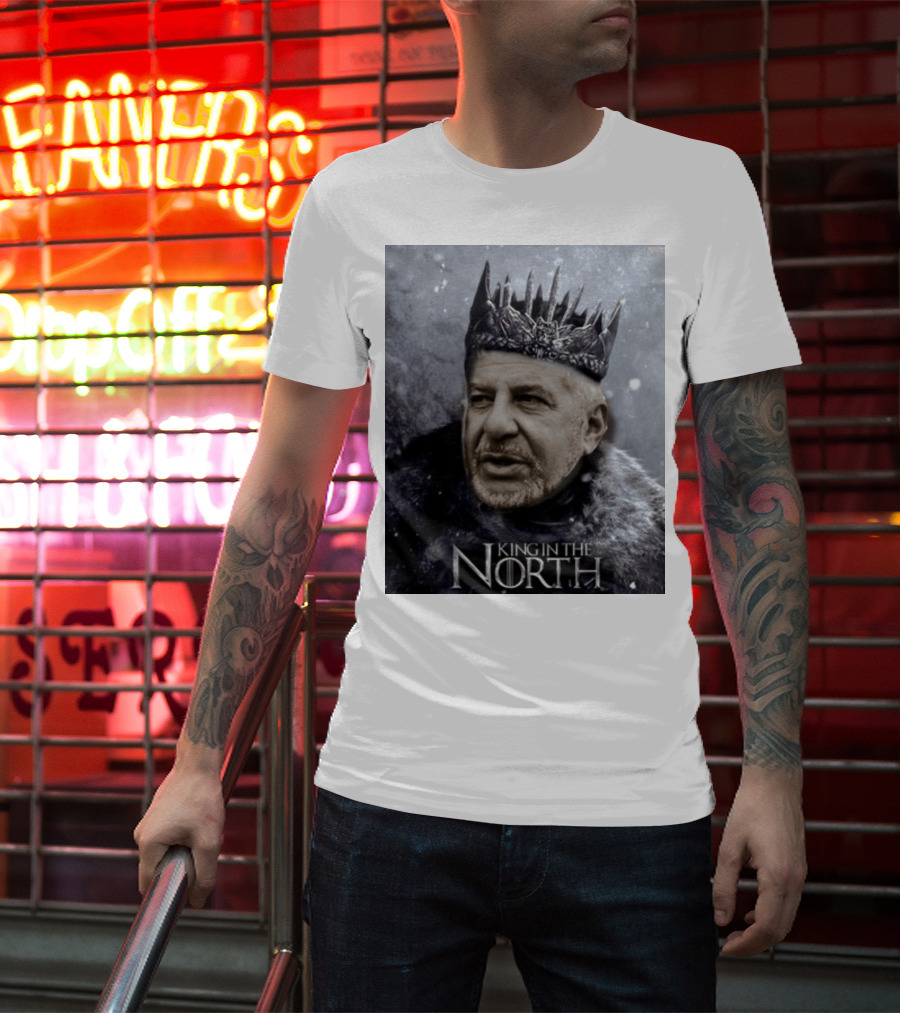 Bill Belichick King In The North Game Of Thrones Style Crown And Fur Cloak T-Shirt