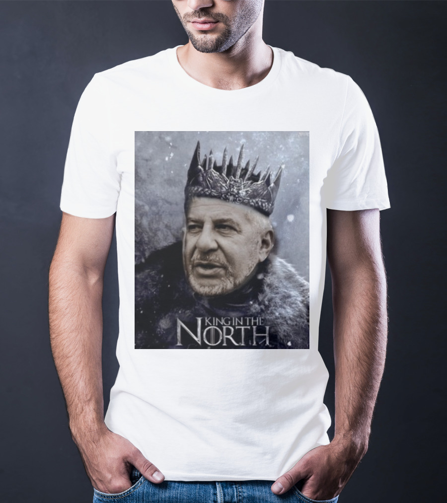 Bill Belichick King In The North Game Of Thrones Style Crown And Fur Cloak T-Shirt