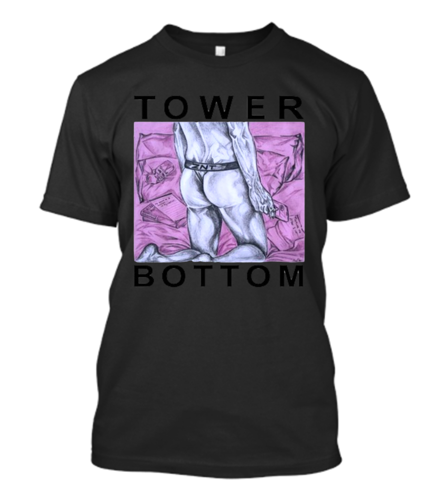 TOWER BOTTOM ZNT Drawing With Pink Background T-Shirt
