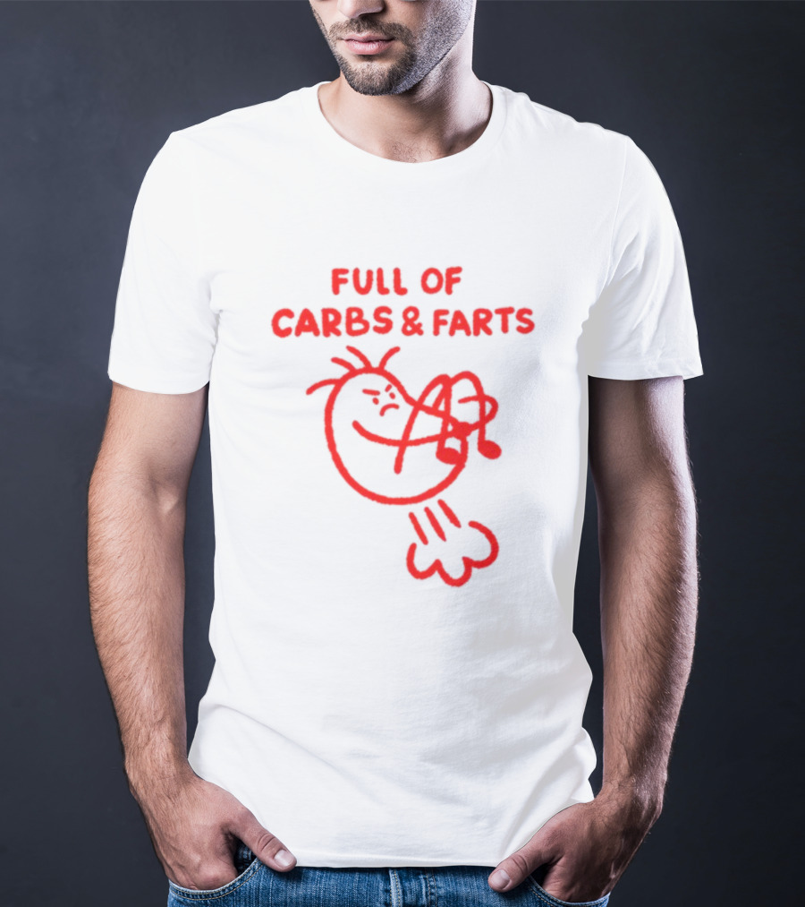 FULL OF CARBS AND FARTS Silly Cartoon Character Emitting Gas T-Shirt