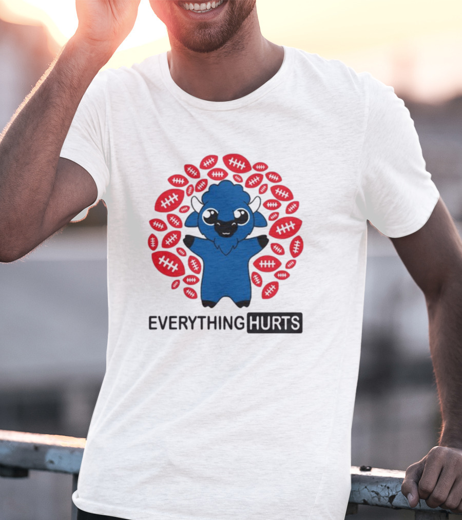 Buffalo Everything Hurts Surrounded By Red Footballs T-Shirt