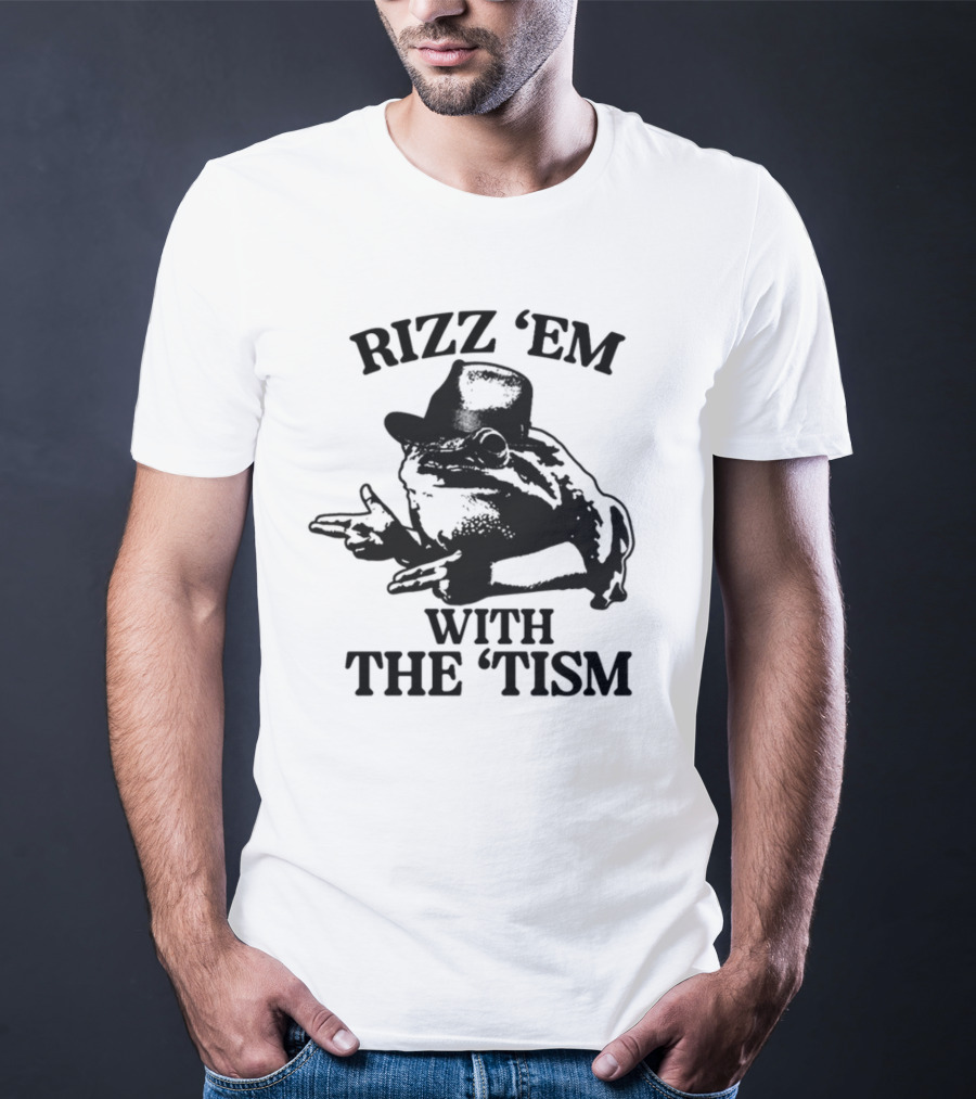 Rizz 'Em With The 'Tism Frog Hat Gesture T-Shirt