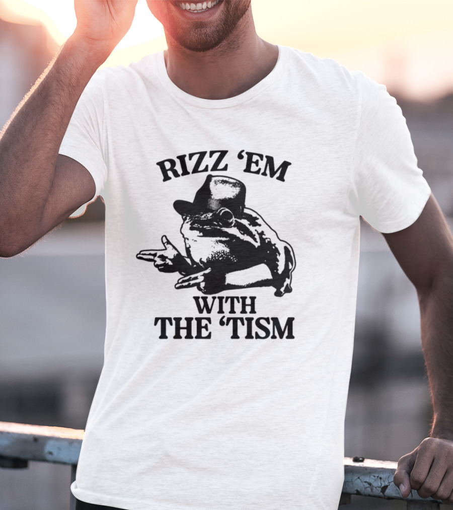 Rizz 'Em With The 'Tism Frog Hat Gesture T-Shirt