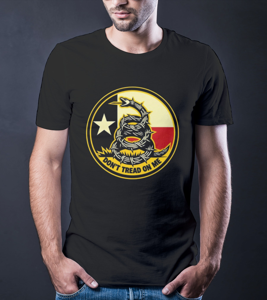 Don't Tread On Me Barbed Snake With Texas Flag Star T-Shirt