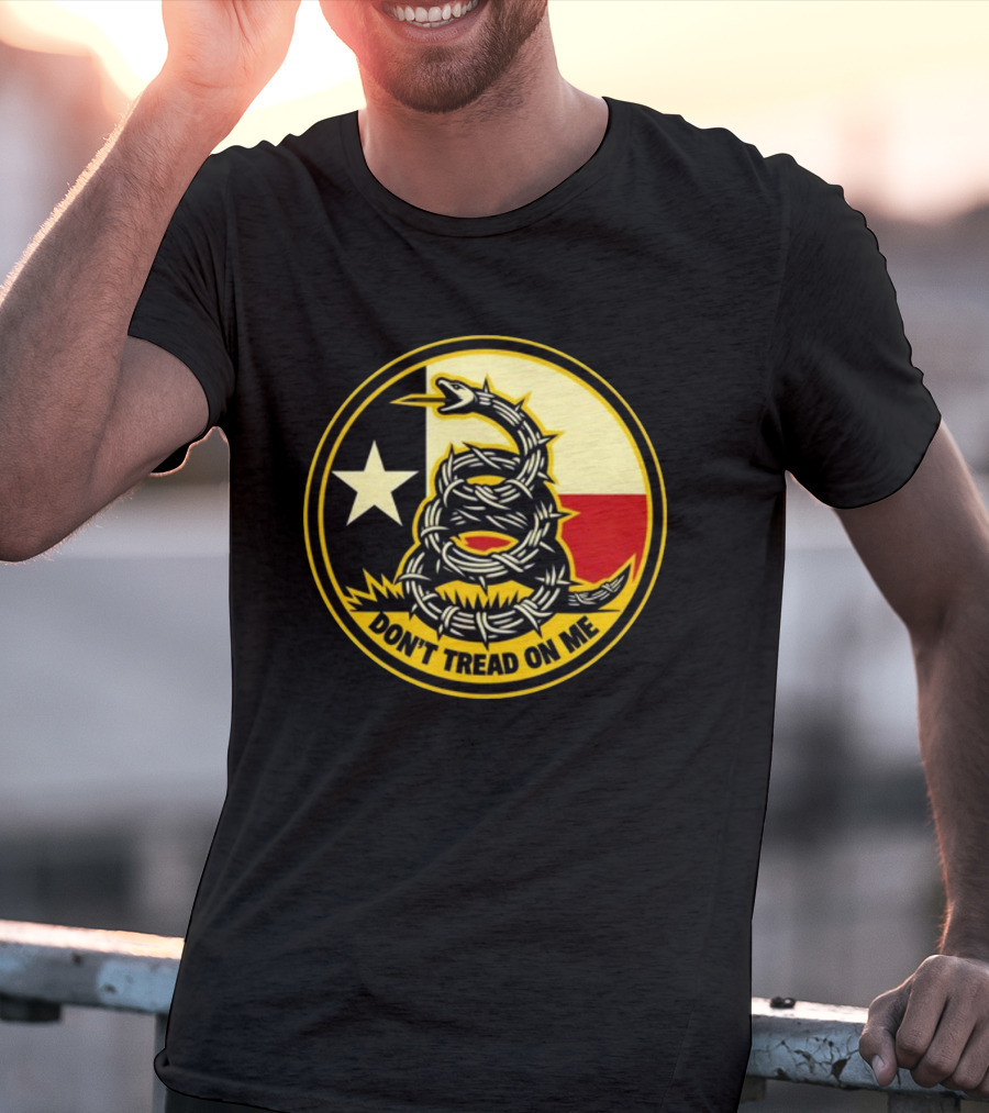Don't Tread On Me Barbed Snake With Texas Flag Star T-Shirt