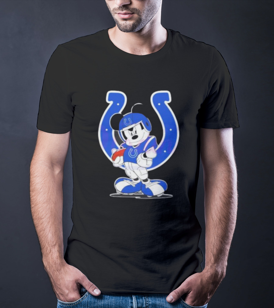 Indianapolis Colts NFL Mickey Mouse In Football Gear With Horseshoe T-Shirt