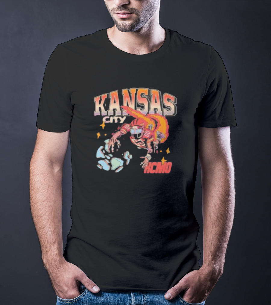 Kansas City Football Player KCMO Chiefs Mascot T-Shirt