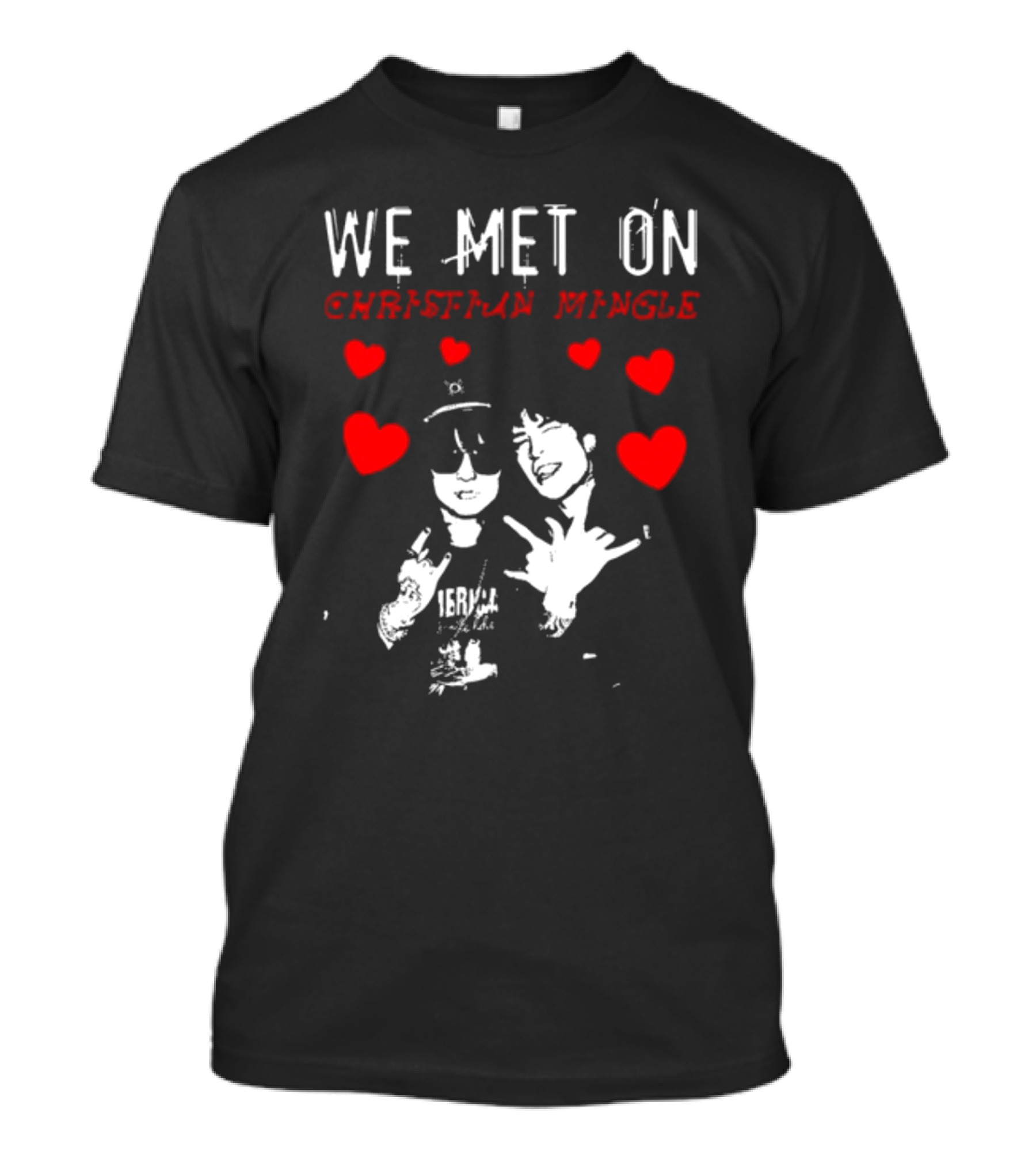 We Met On Christian Mingle Jake Webber Johnnie Guilbert Hearts Alkalinedrip T-Shirt