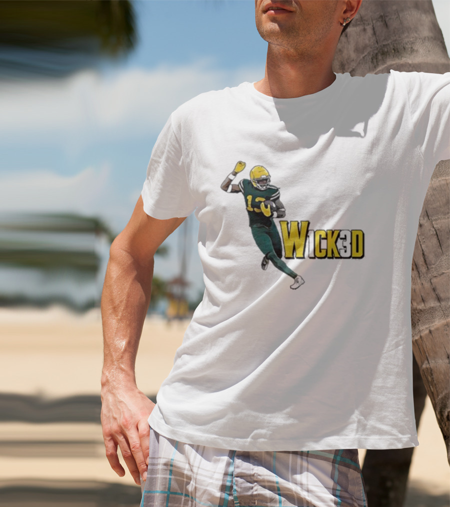 W1ck3d Football Player Yellow Helmet Green Jersey 13 T-Shirt