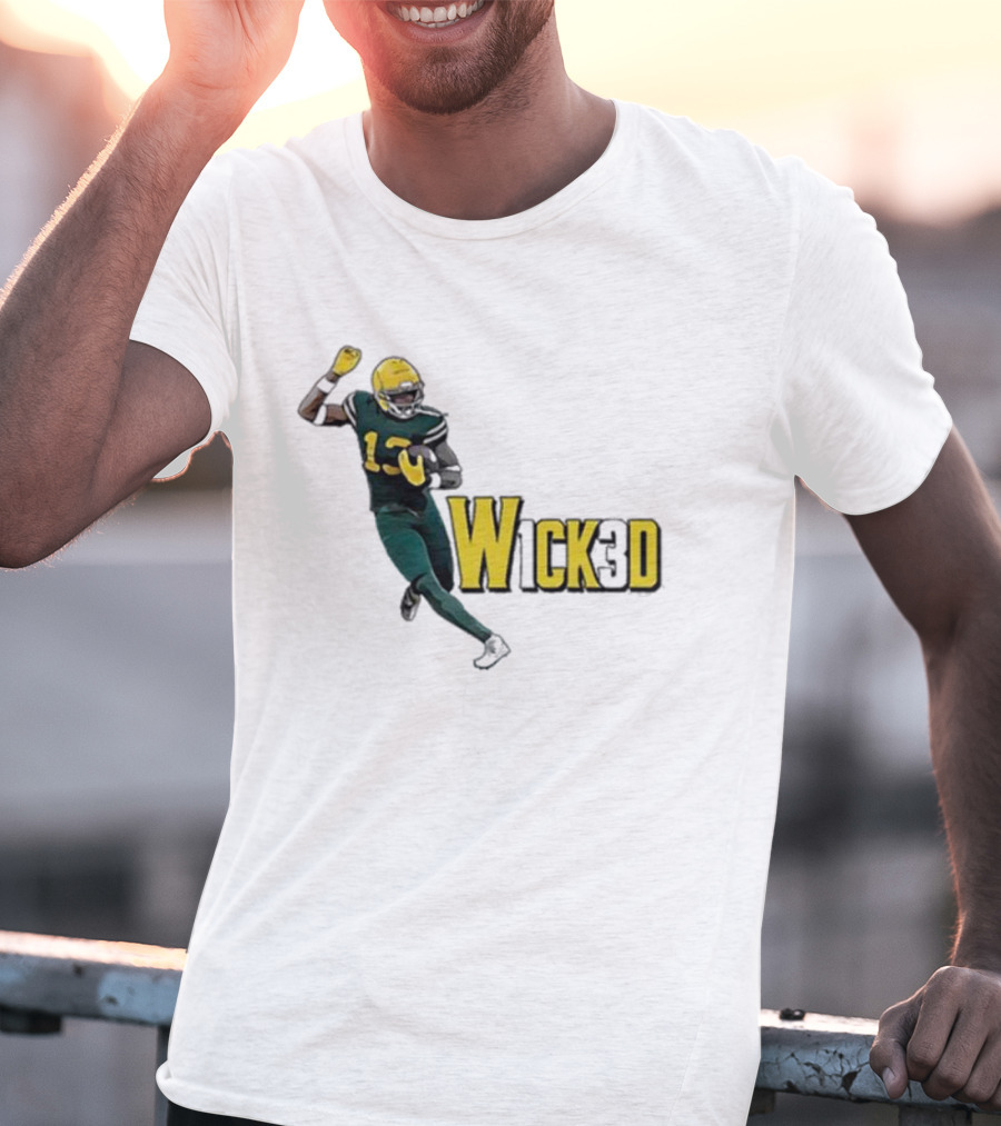 W1ck3d Football Player Yellow Helmet Green Jersey 13 T-Shirt