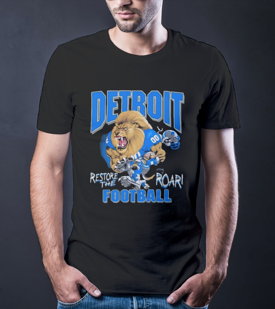 Detroit Restore The Roar Football Lion Player T-Shirt