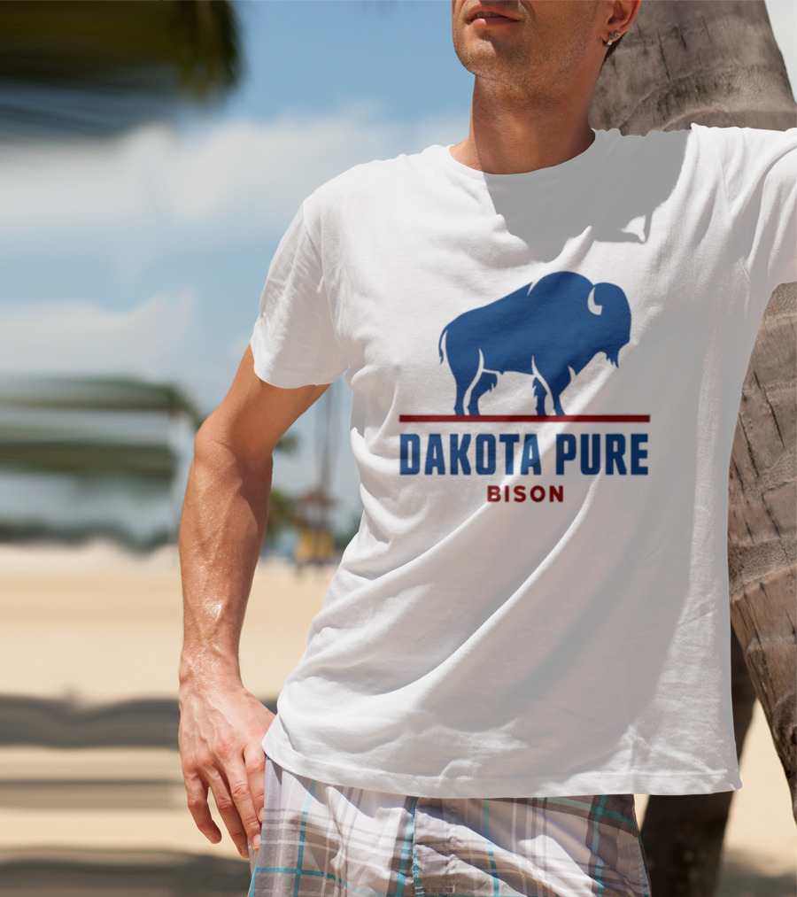 Shawn Baker Dakota Pure Bison Blue Icon Bison Red Line T-Shirt