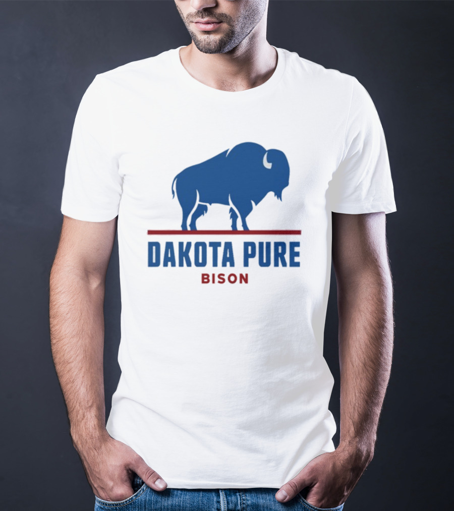 Shawn Baker Dakota Pure Bison Blue Icon Bison Red Line T-Shirt